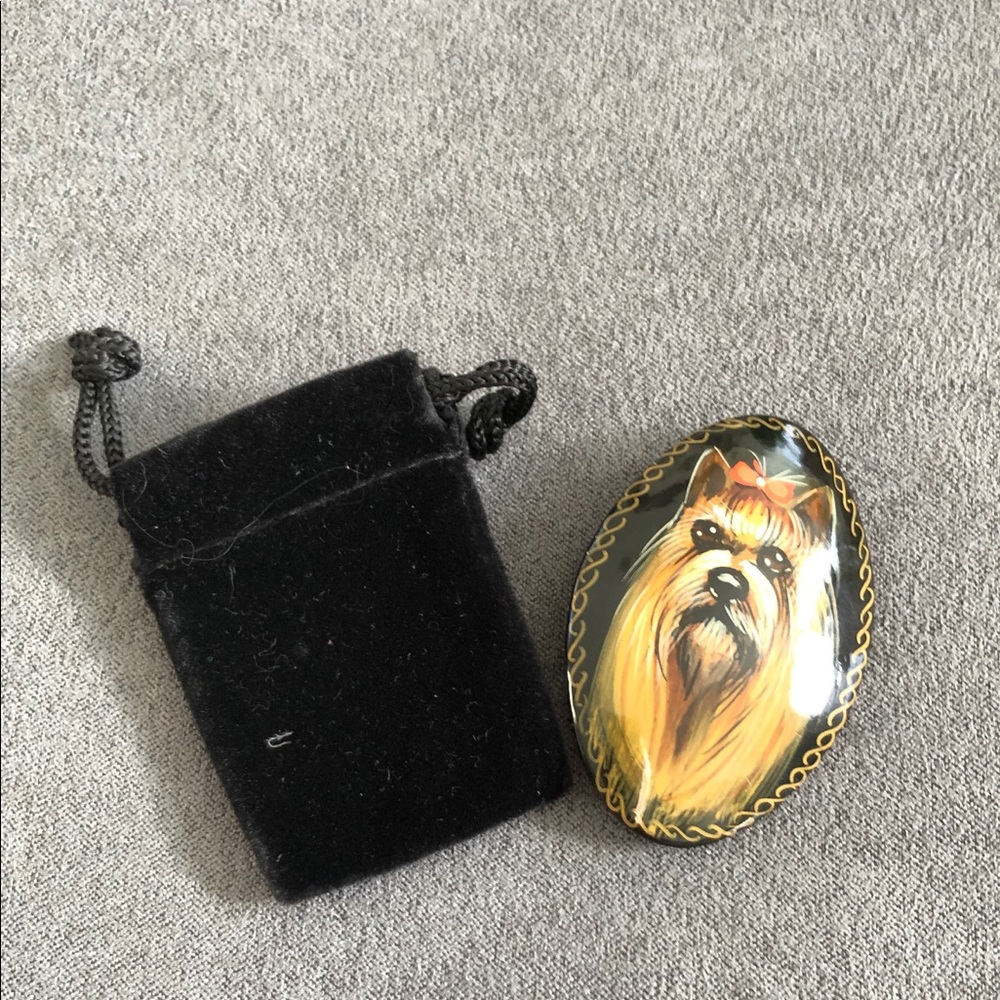 Pet lover, Beautiful hand-painted, Hand signed Yorkie brooch.